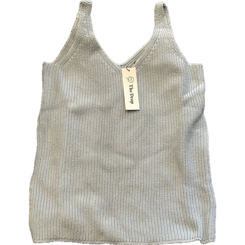 The Drop‎ Women's Claire Double V-Neck Textured Rib Sweater Tank XXS Fog Blue - Picture 4 of 4